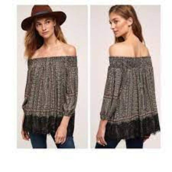 ANTHROPOLOGIE VANESSA VIRGINIA AUGUSTA OFF SHOULDER SWINGY LACE TOP SIZE XSP - Picture 2 of 10